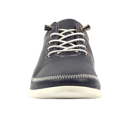 Navy - Side - Lunar Womens-Ladies Penelopy Leather Trainers