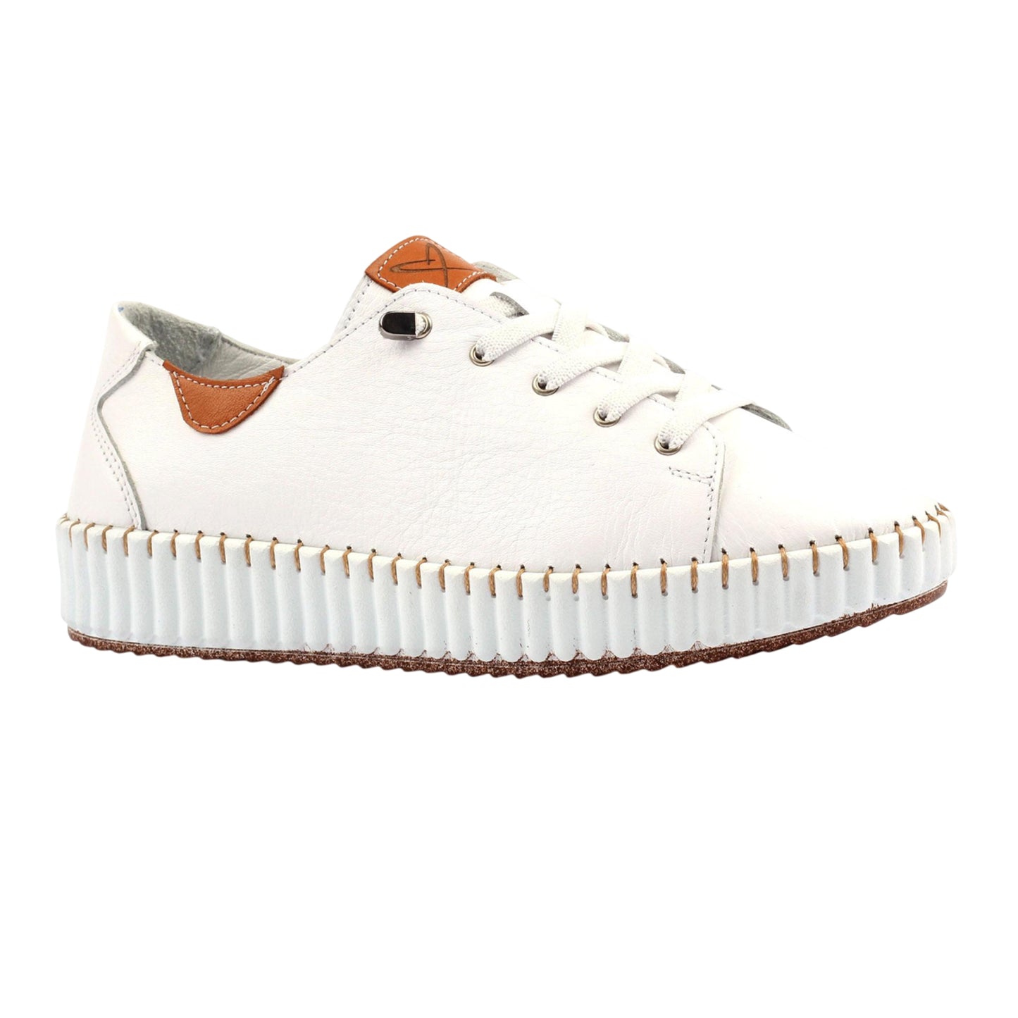 White - Front - Lunar Womens-Ladies Faith Leather Shoes