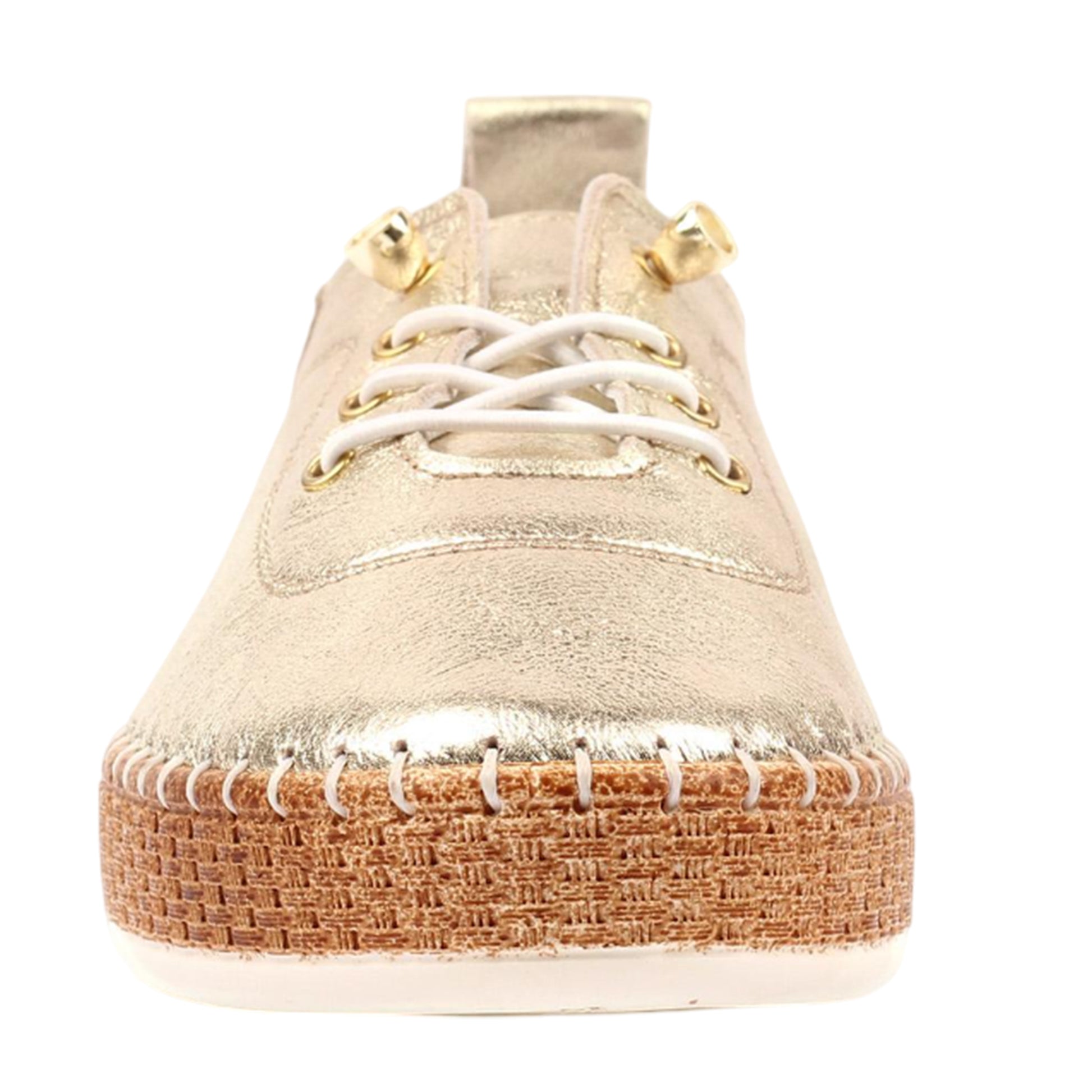 Gold - Side - Lunar Womens-Ladies Evette Leather Soft Plimsolls
