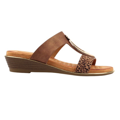 Brown - Side - Lunar Womens-Ladies Paradise Sandals