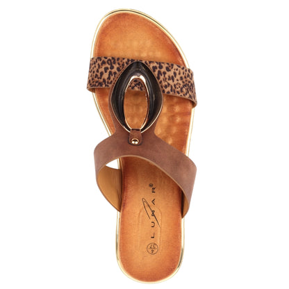 Brown - Pack Shot - Lunar Womens-Ladies Paradise Sandals