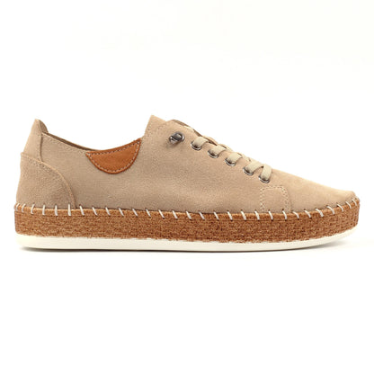 Beige - Back - Lunar Womens-Ladies Maddison II Suede Plimsolls