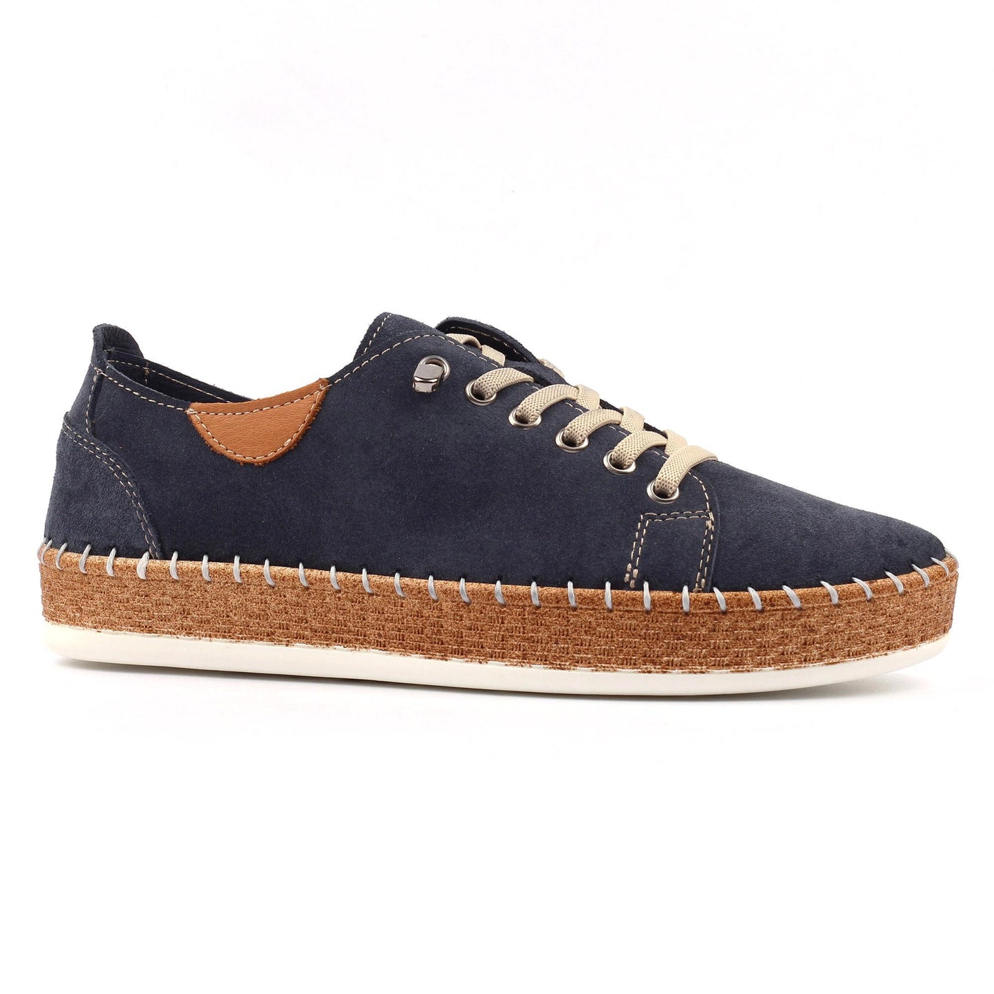 Navy - Front - Lunar Womens-Ladies Maddison II Suede Plimsolls