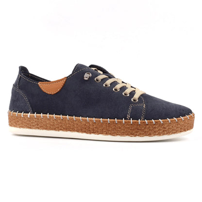 Navy - Front - Lunar Womens-Ladies Maddison II Suede Plimsolls