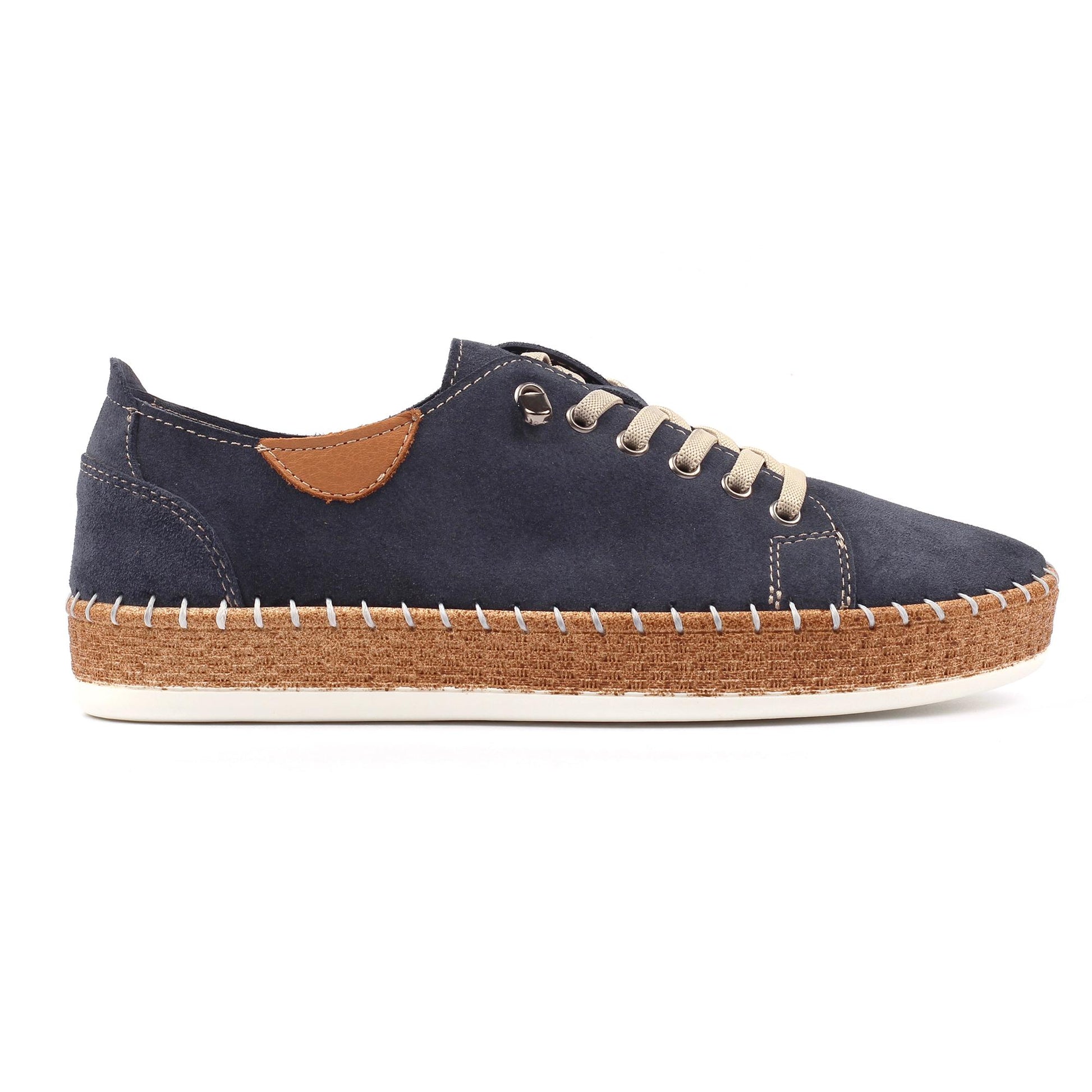 Navy - Back - Lunar Womens-Ladies Maddison II Suede Plimsolls