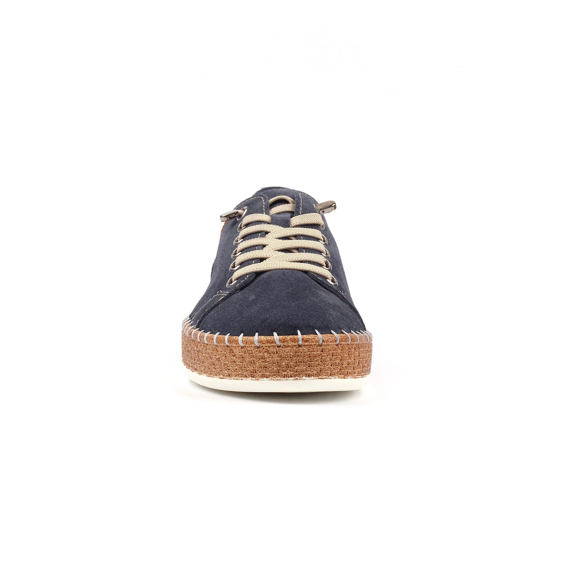 Navy - Side - Lunar Womens-Ladies Maddison II Suede Plimsolls