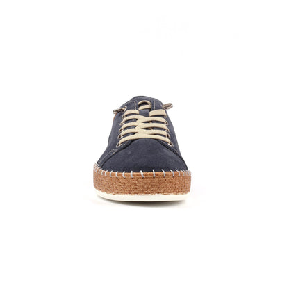 Navy - Side - Lunar Womens-Ladies Maddison II Suede Plimsolls