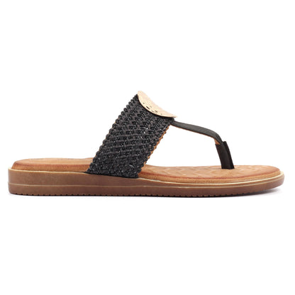 Black - Back - Lunar Womens-Ladies Fiona Sandals
