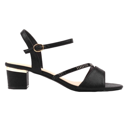 Black - Back - Lunar Womens-Ladies Jen Block Heel Sandals