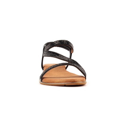 Black - Back - Lunar Womens-Ladies Blaise II Pewter Sandals