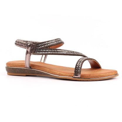 Pewter - Front - Lunar Womens-Ladies Blaise II Pewter Sandals