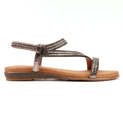 Pewter - Back - Lunar Womens-Ladies Blaise II Pewter Sandals