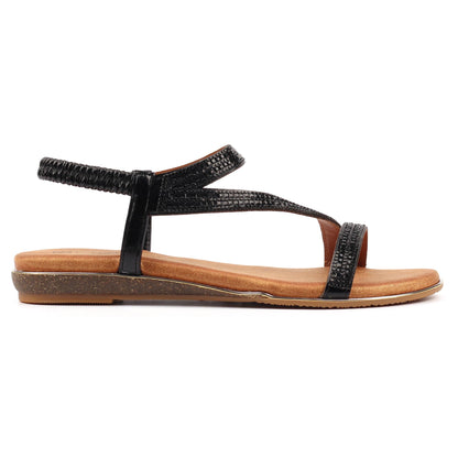 Black - Front - Lunar Womens-Ladies Blaise II Pewter Sandals