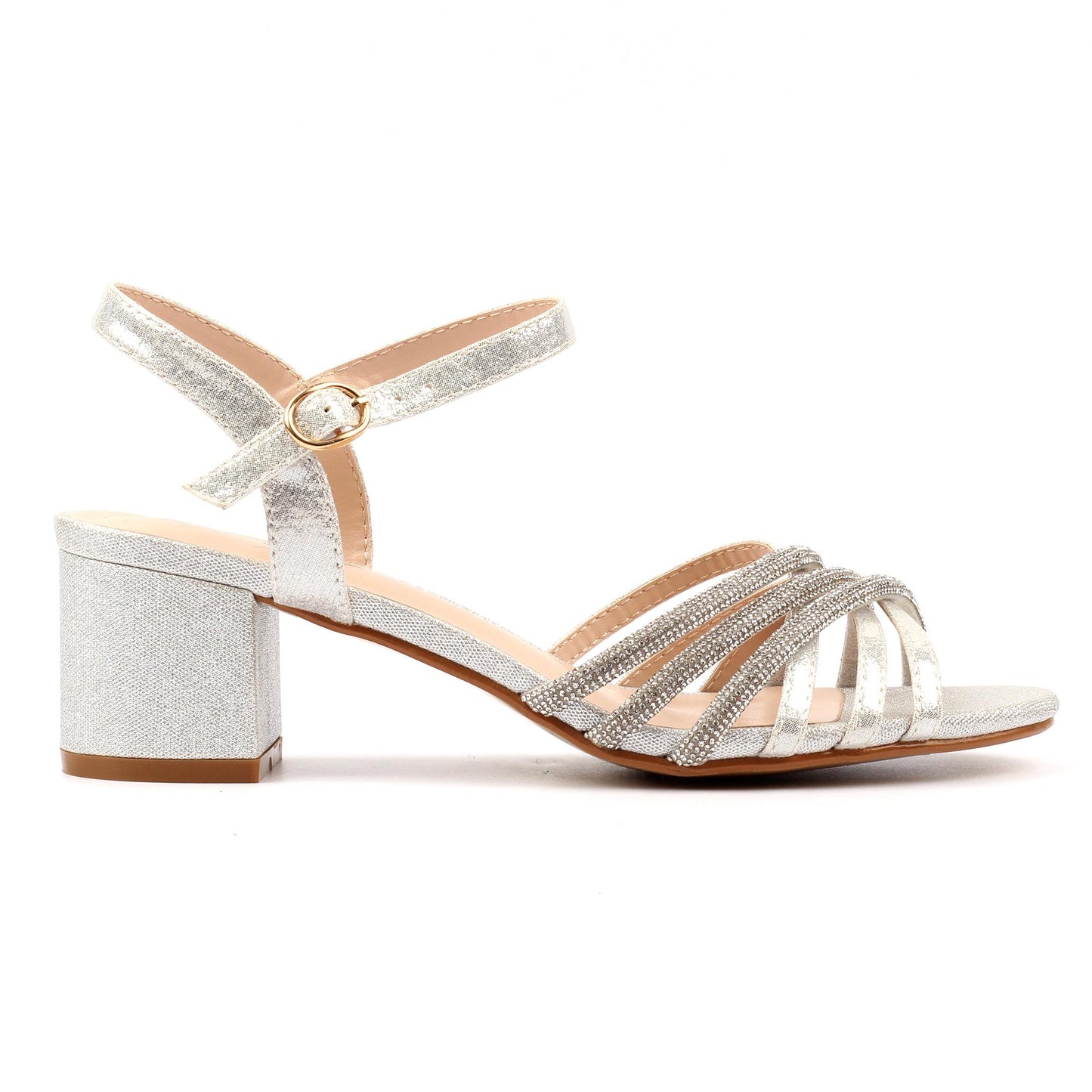 Silver - Back - Lunar Womens-Ladies Imani Block Heel Sandals