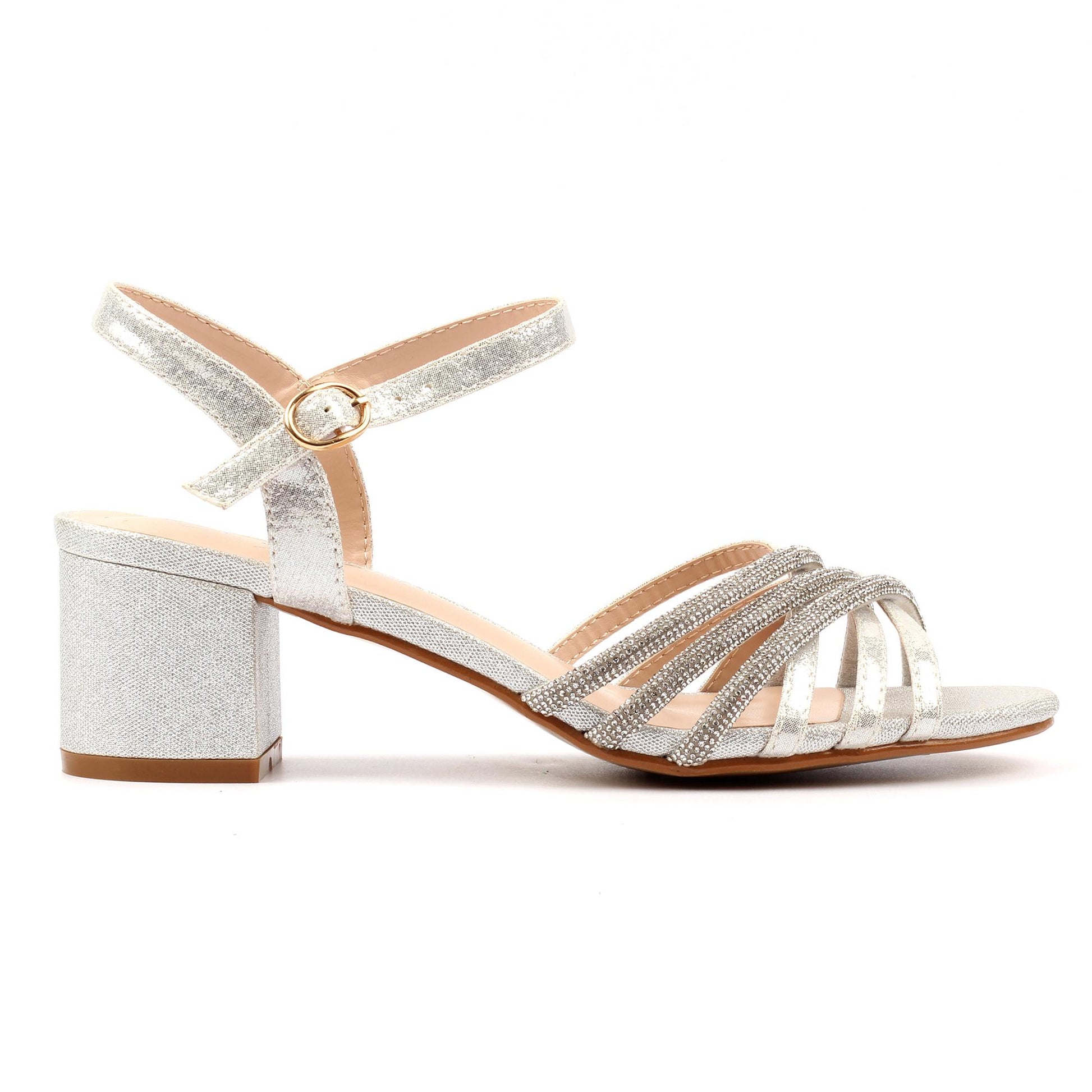 Silver - Back - Lunar Womens-Ladies Imani Block Heel Sandals