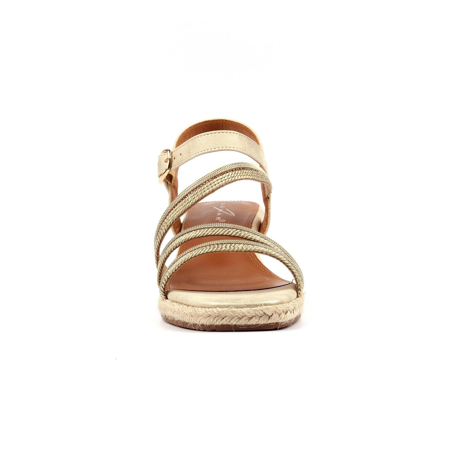 Gold - Side - Lunar Womens-Ladies Izzy Wedge Heel Sandals