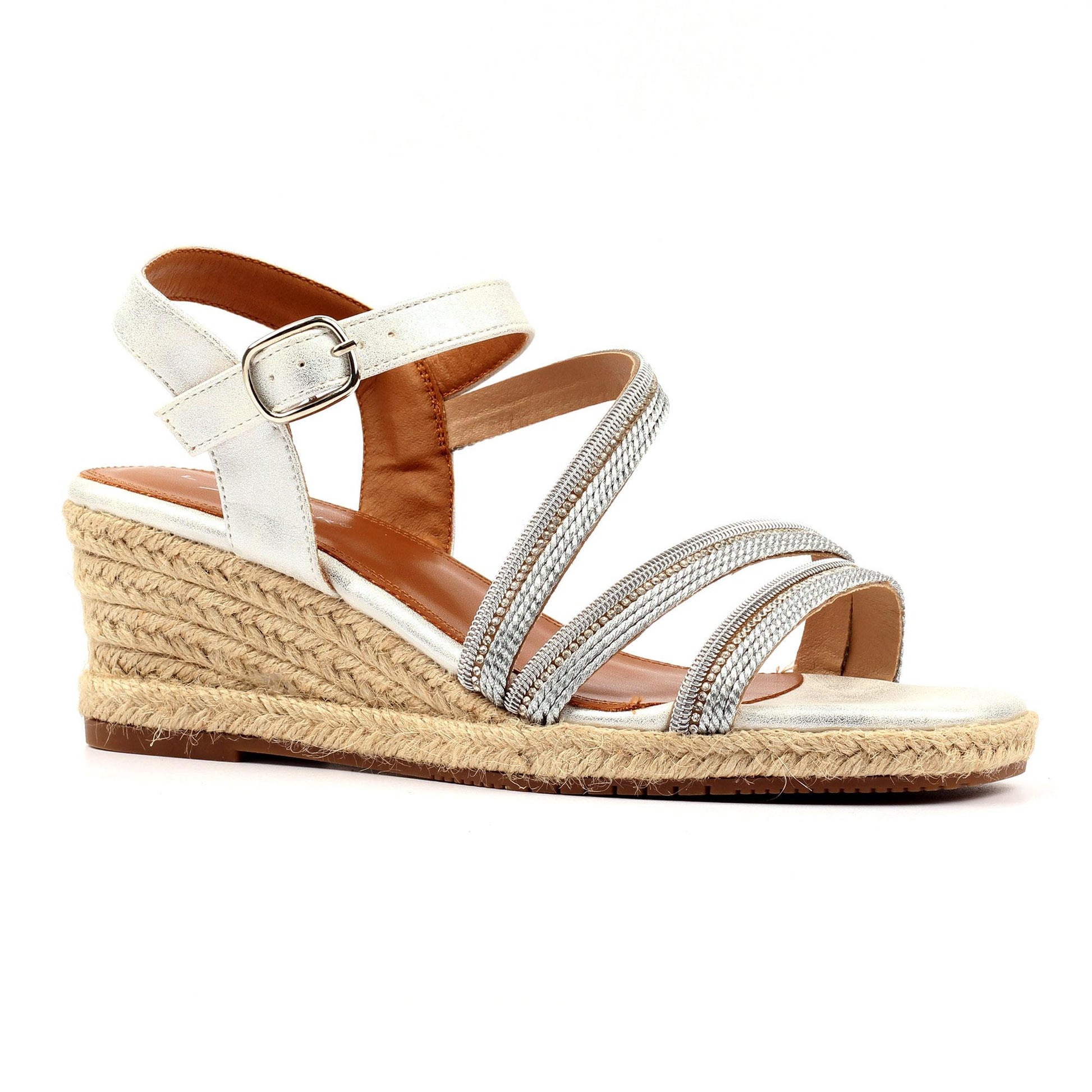 Silver - Front - Lunar Womens-Ladies Izzy Wedge Heel Sandals