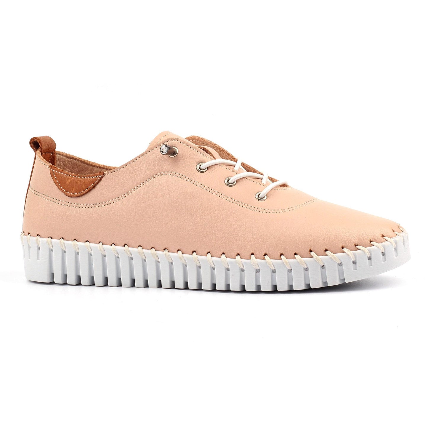 Nude - Front - Lunar Womens-Ladies Flamborough Leather Shoes