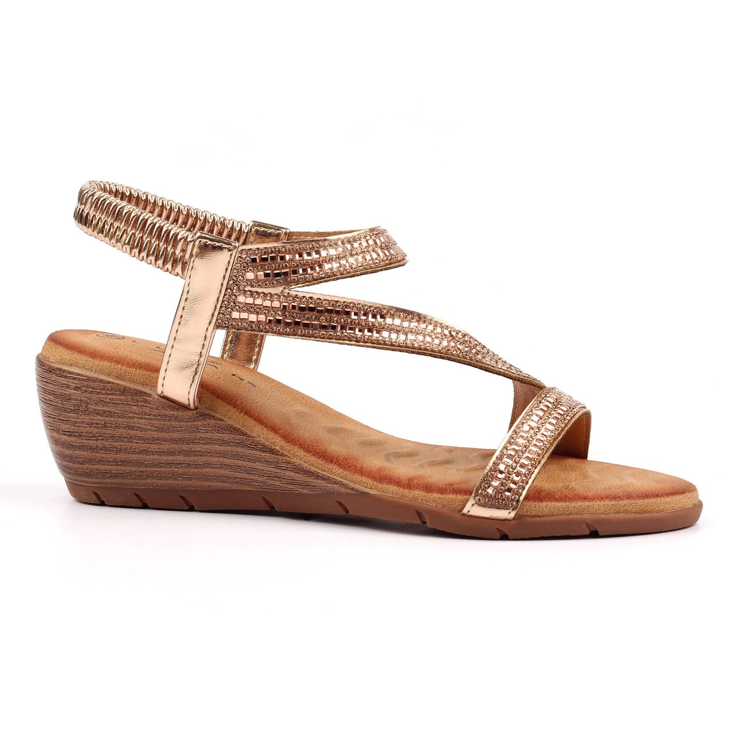 Rose - Front - Lunar Womens-Ladies Darci Wedge Heel Sandals