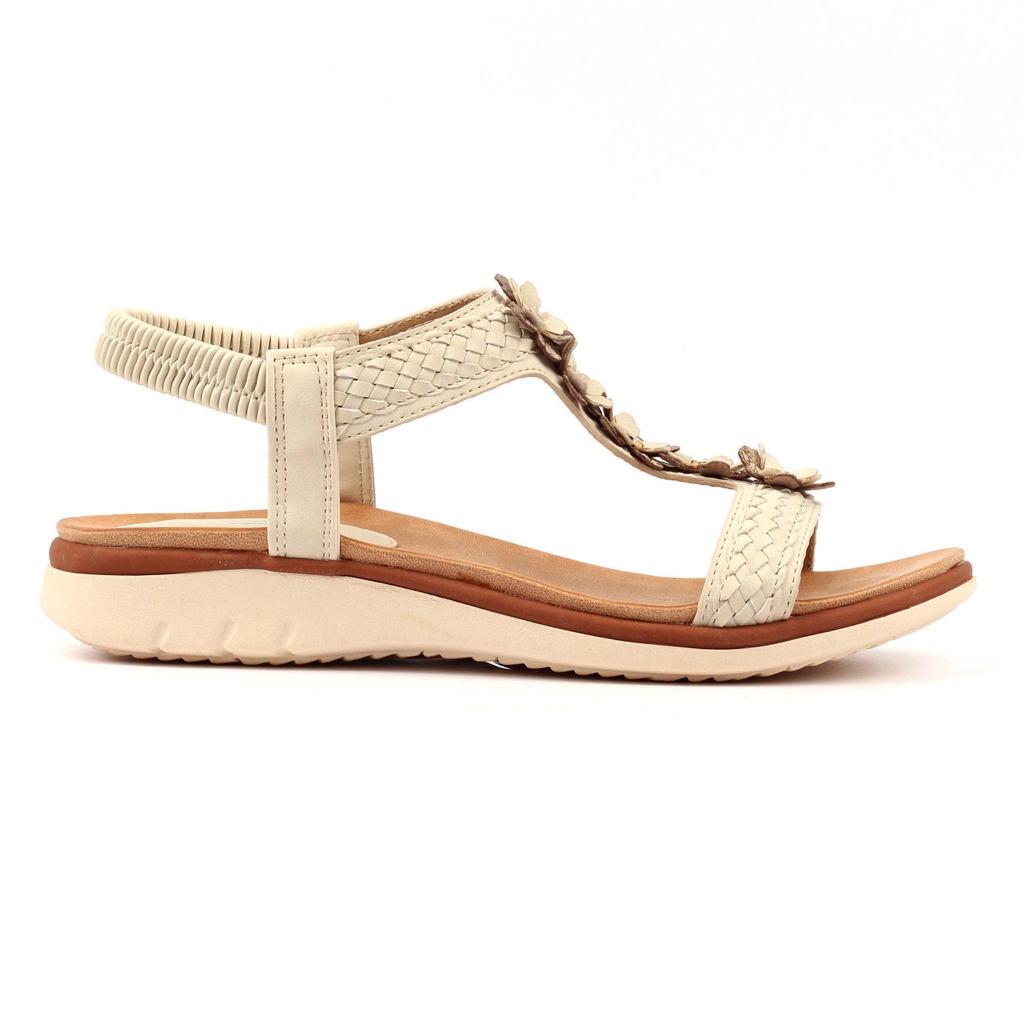 Beige - Back - Lunar Womens-Ladies Clementine Sandals