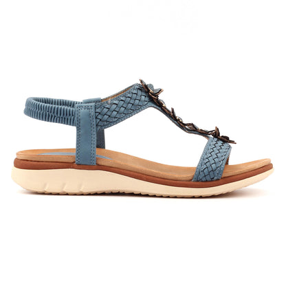 Blue - Back - Lunar Womens-Ladies Clementine Sandals