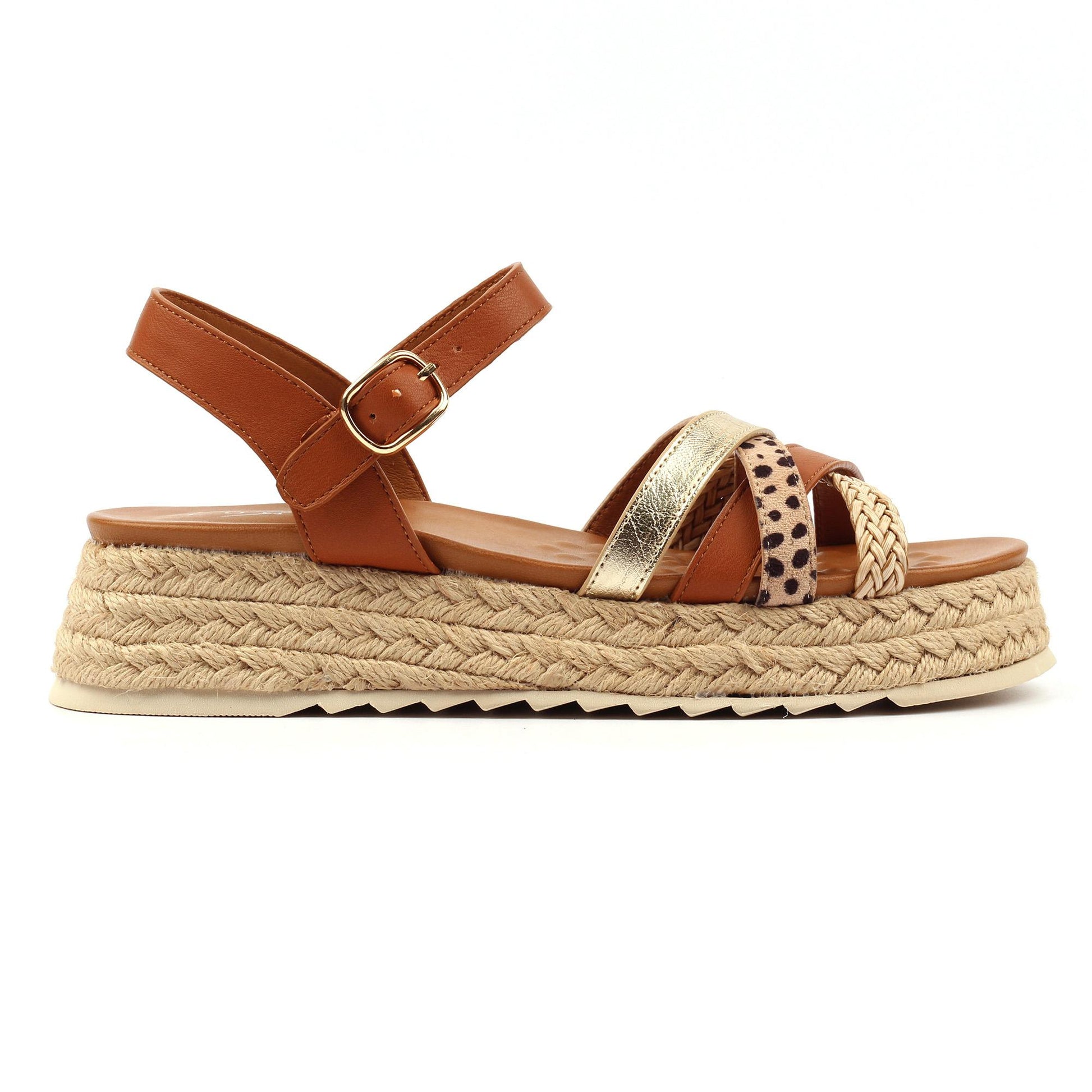 Tan - Back - Lunar Womens-Ladies Flick Sandals