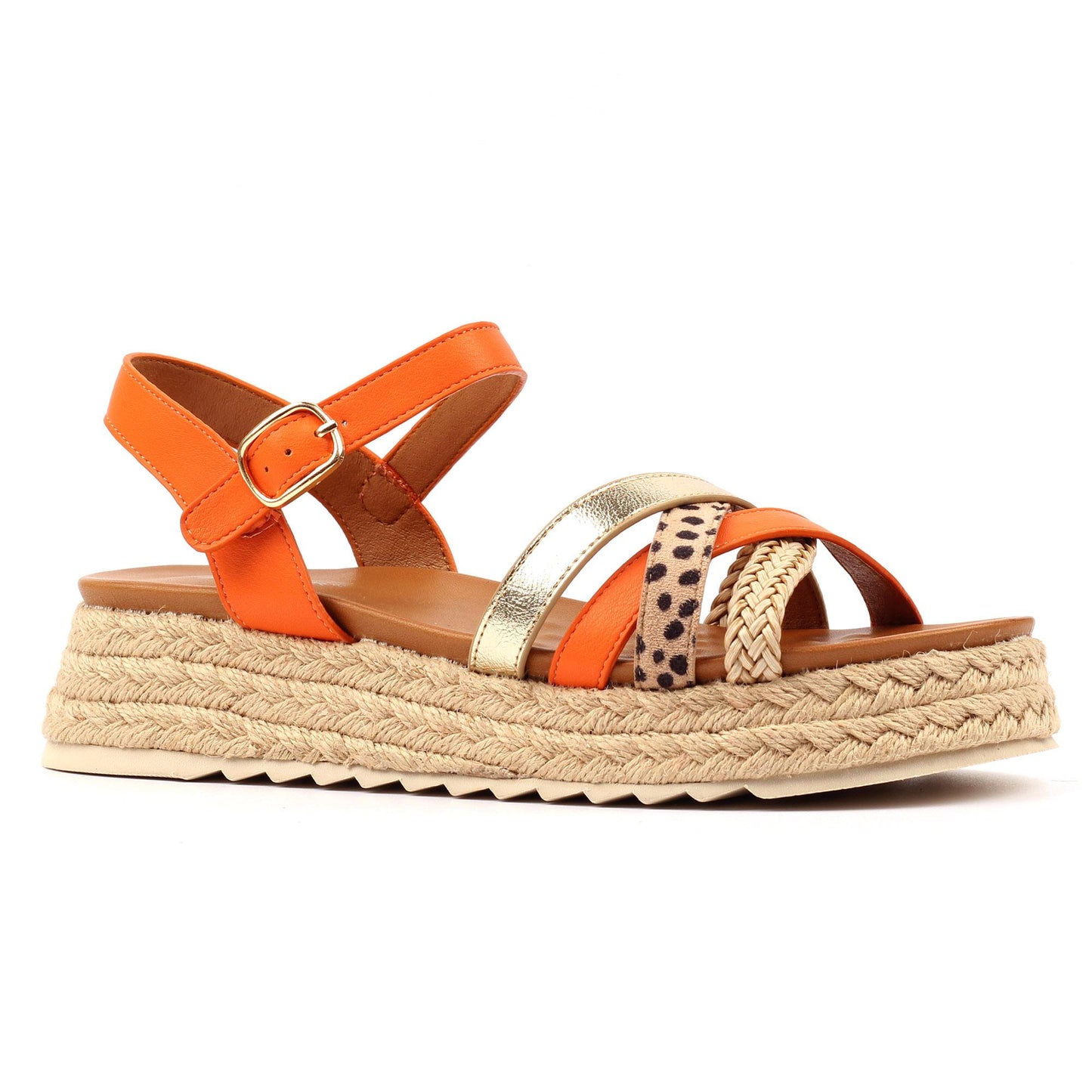 Orange - Front - Lunar Womens-Ladies Flick Sandals