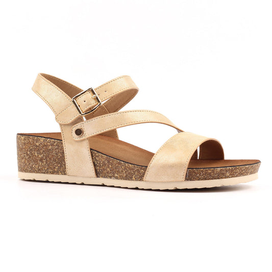 Gold - Front - Lunar Womens-Ladies Buster Sandals