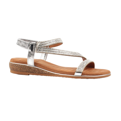 Silver - Front - Lunar Womens-Ladies Jazmine Wide Wide Sandals