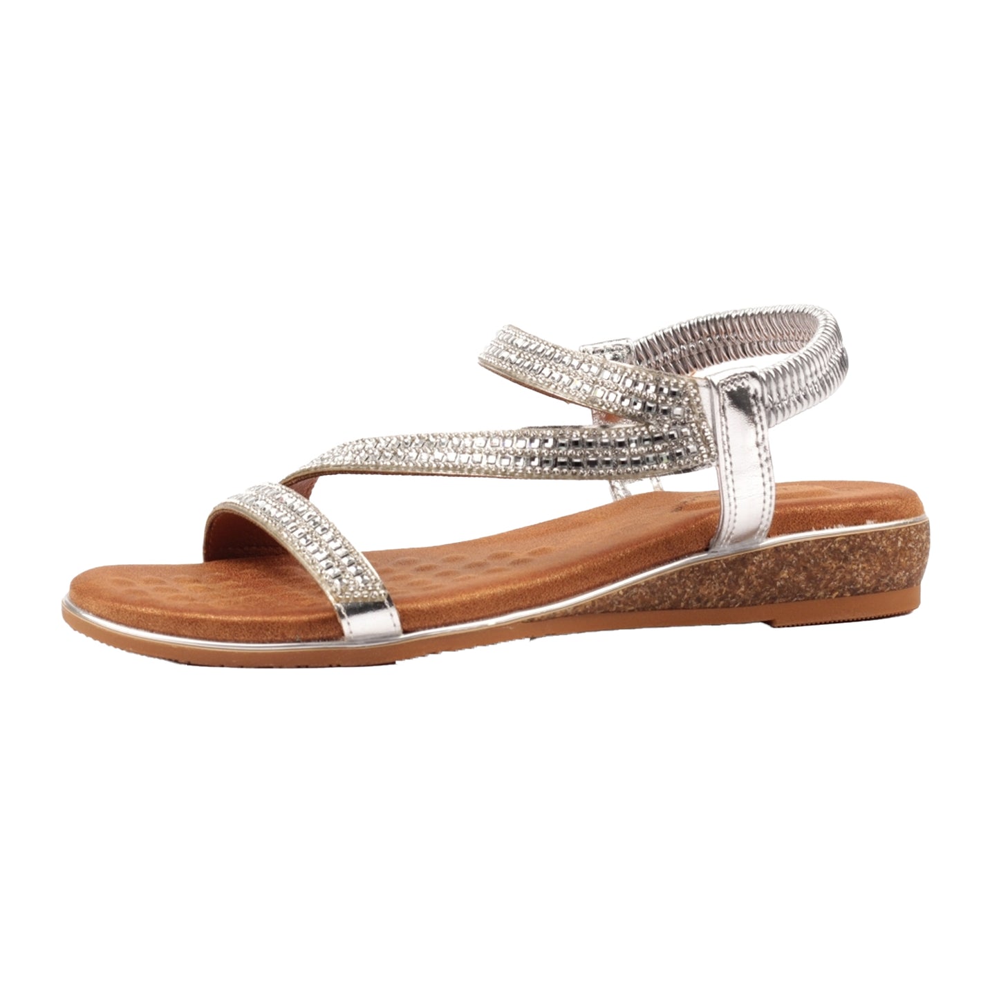 Silver - Back - Lunar Womens-Ladies Jazmine Wide Wide Sandals