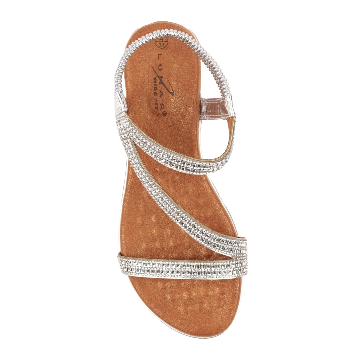 Silver - Side - Lunar Womens-Ladies Jazmine Wide Wide Sandals
