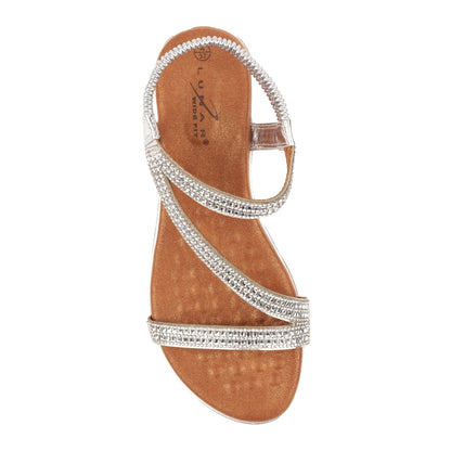 Silver - Side - Lunar Womens-Ladies Jazmine Wide Wide Sandals