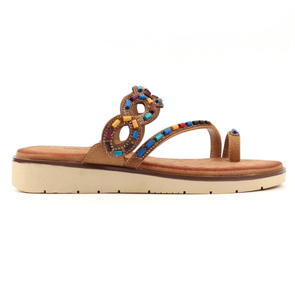 Camel - Front - Lunar Womens-Ladies Zuzu Sandals