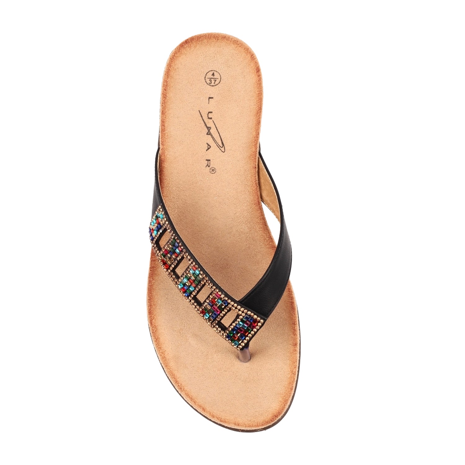 Black - Side - Lunar Womens-Ladies Abigail II Sandals