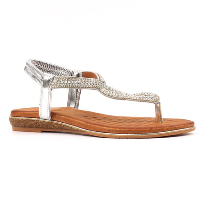 Silver - Front - Lunar Womens-Ladies Estelle Sandals
