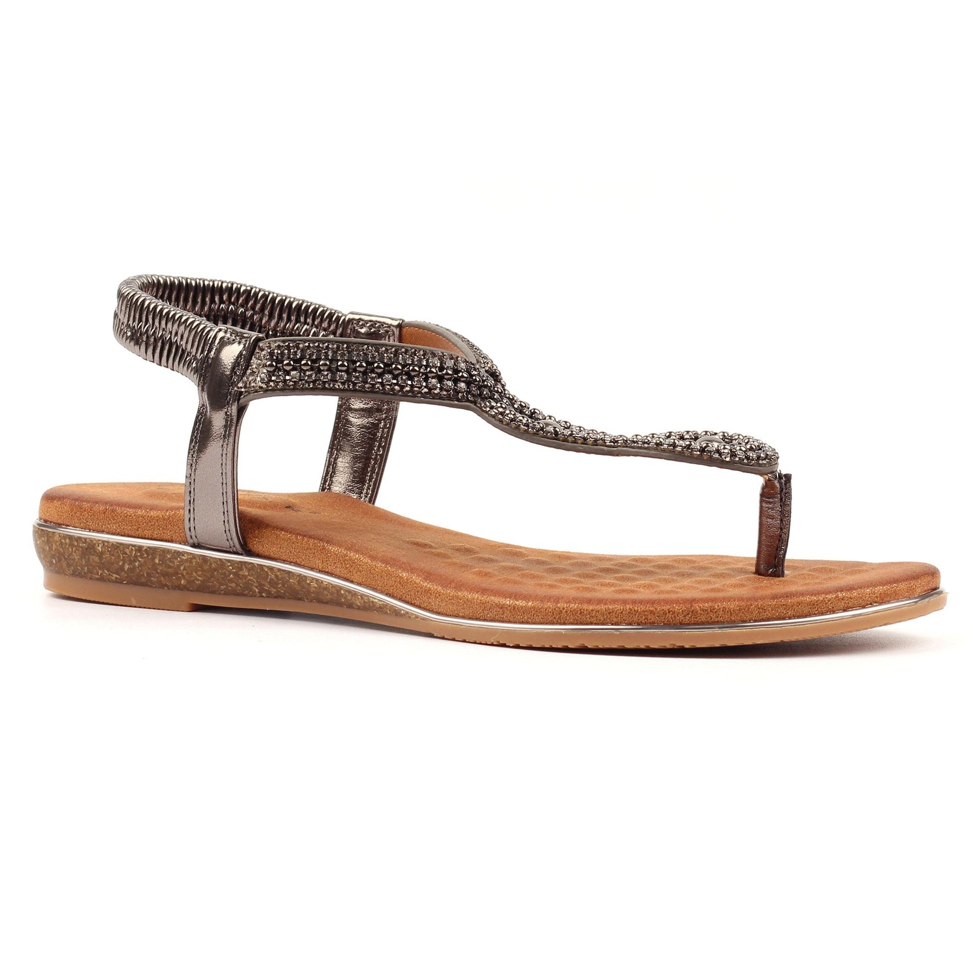 Pewter - Front - Lunar Womens-Ladies Estelle Sandals