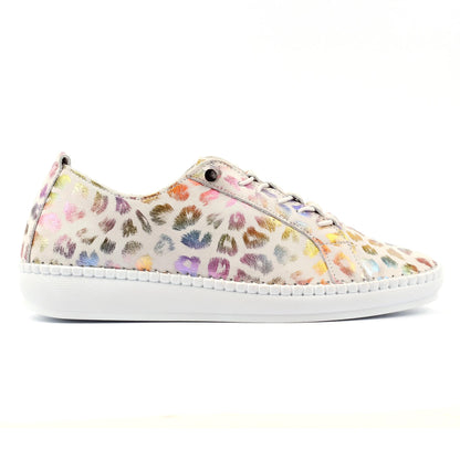 Multicoloured - Back - Lunar Womens-Ladies Jana Leopard Print Leather Shoes