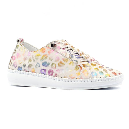 Multicoloured - Front - Lunar Womens-Ladies Jana Leopard Print Leather Shoes