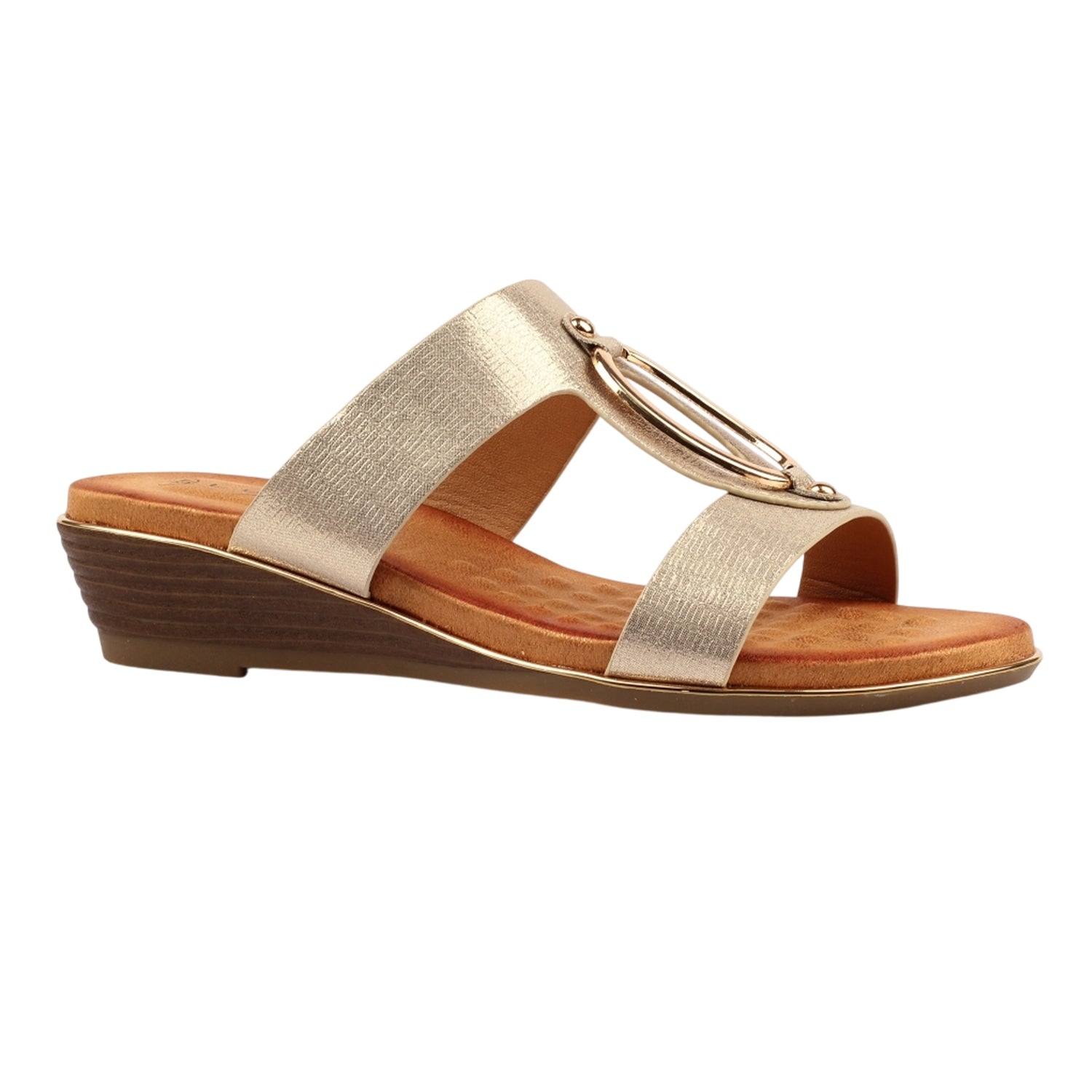 Gold - Front - Lunar Womens-Ladies Claudia Sandals