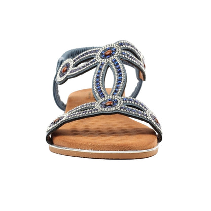 Blue - Close up - Lunar Womens-Ladies Indigo Wide Sandals