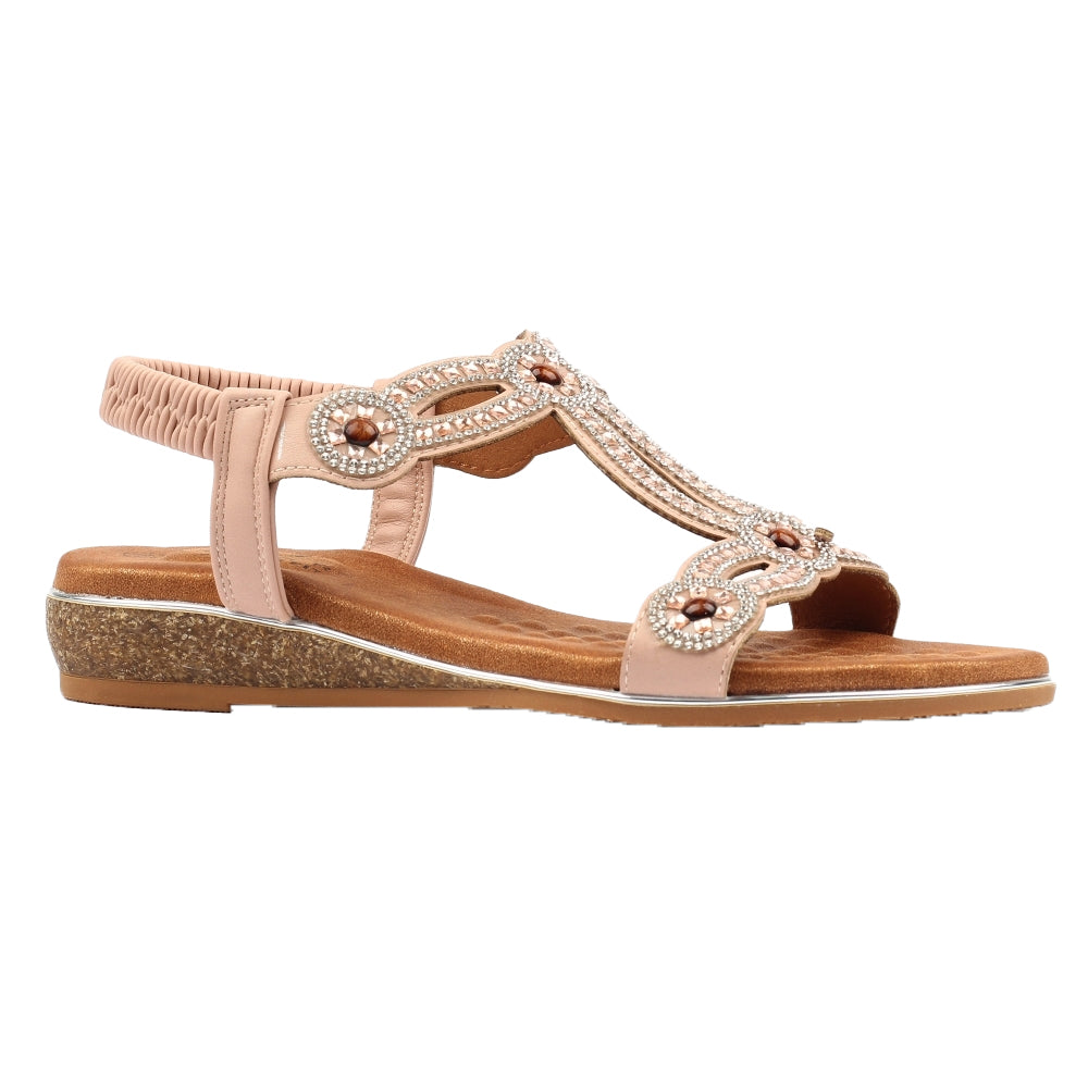 Pink - Front - Lunar Womens-Ladies Indigo Wide Sandals