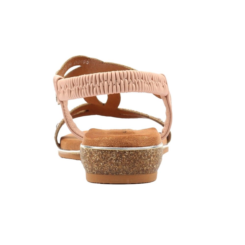 Pink - Back - Lunar Womens-Ladies Indigo Wide Sandals