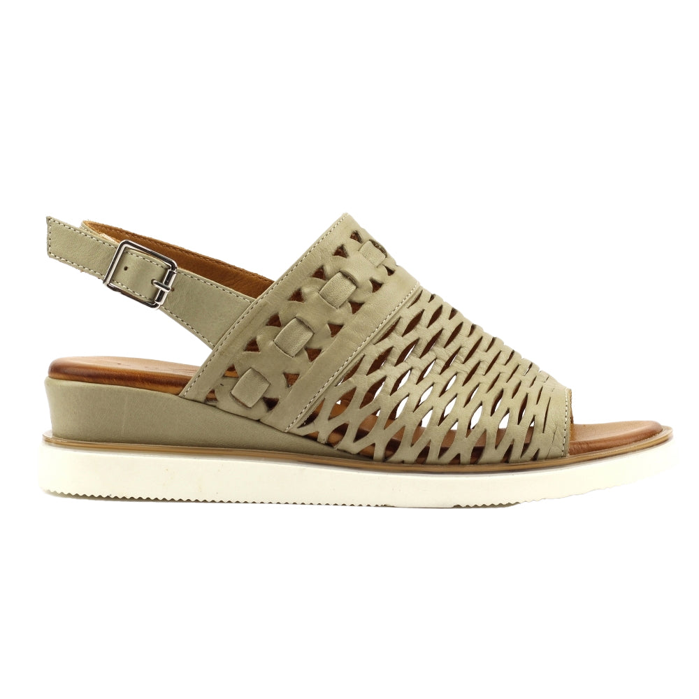 Khaki Green - Side - Lunar Womens-Ladies Hailey Leather Sandals