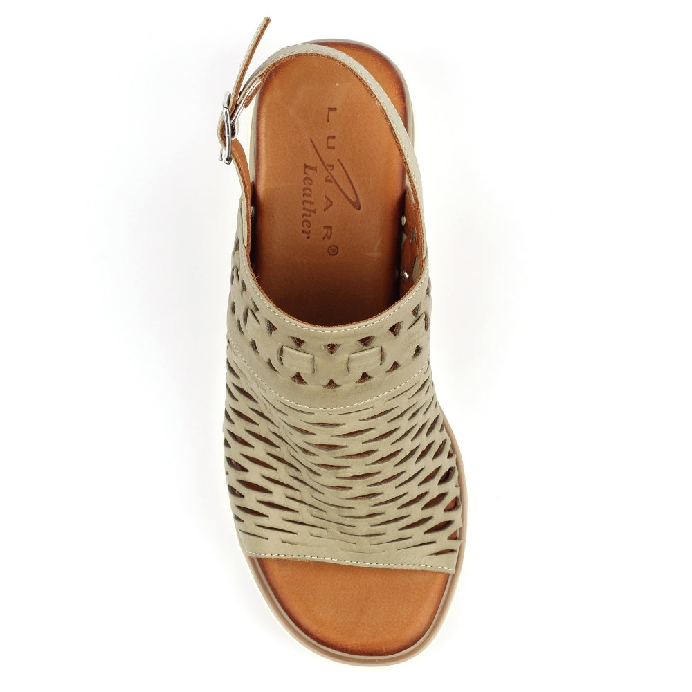 Khaki Green - Lifestyle - Lunar Womens-Ladies Hailey Leather Sandals