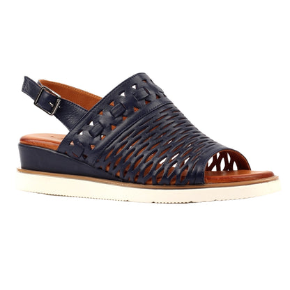 Navy - Front - Lunar Womens-Ladies Hailey Leather Sandals
