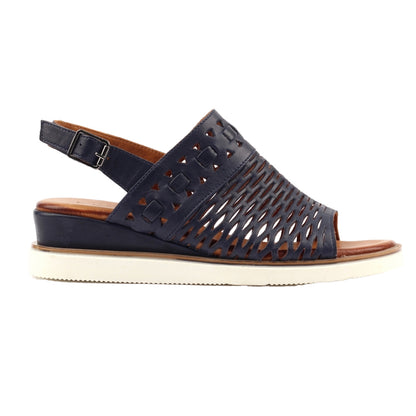 Navy - Side - Lunar Womens-Ladies Hailey Leather Sandals