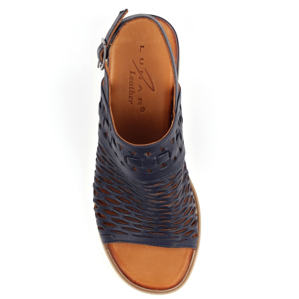 Navy - Lifestyle - Lunar Womens-Ladies Hailey Leather Sandals