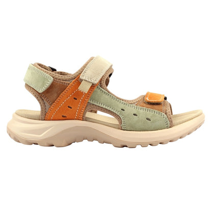 Orange - Side - Lazy Dogz Womens-Ladies LD Alston Leather Sandals