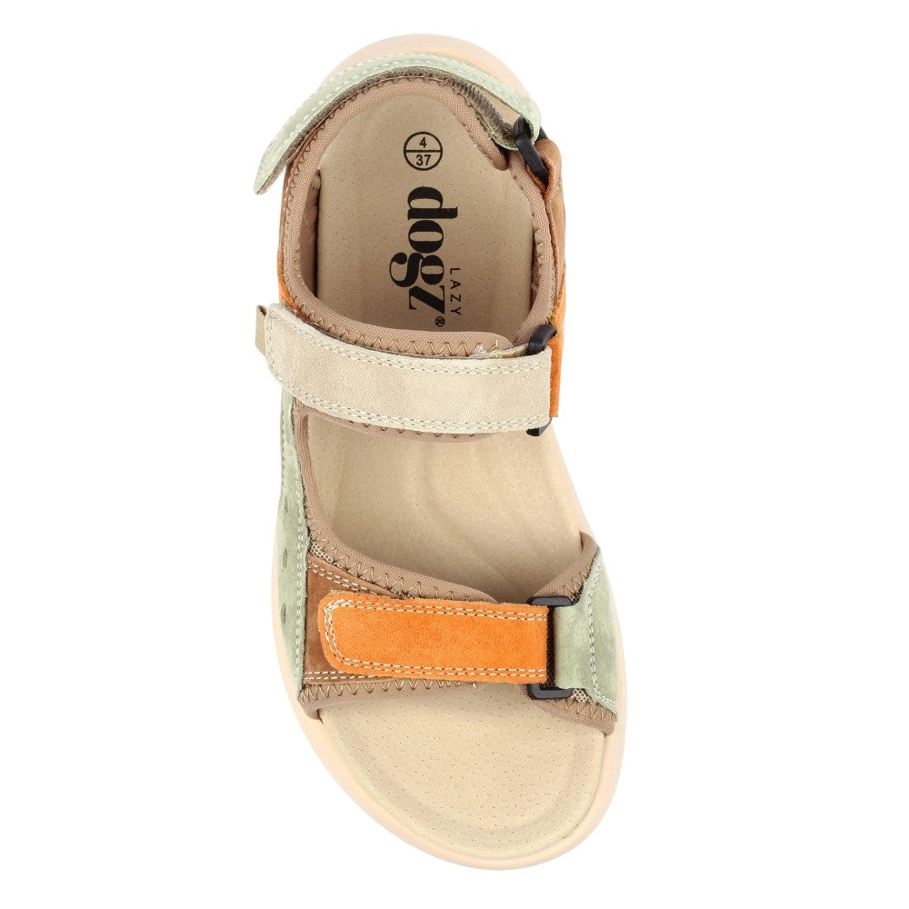 Orange - Lifestyle - Lazy Dogz Womens-Ladies LD Alston Leather Sandals