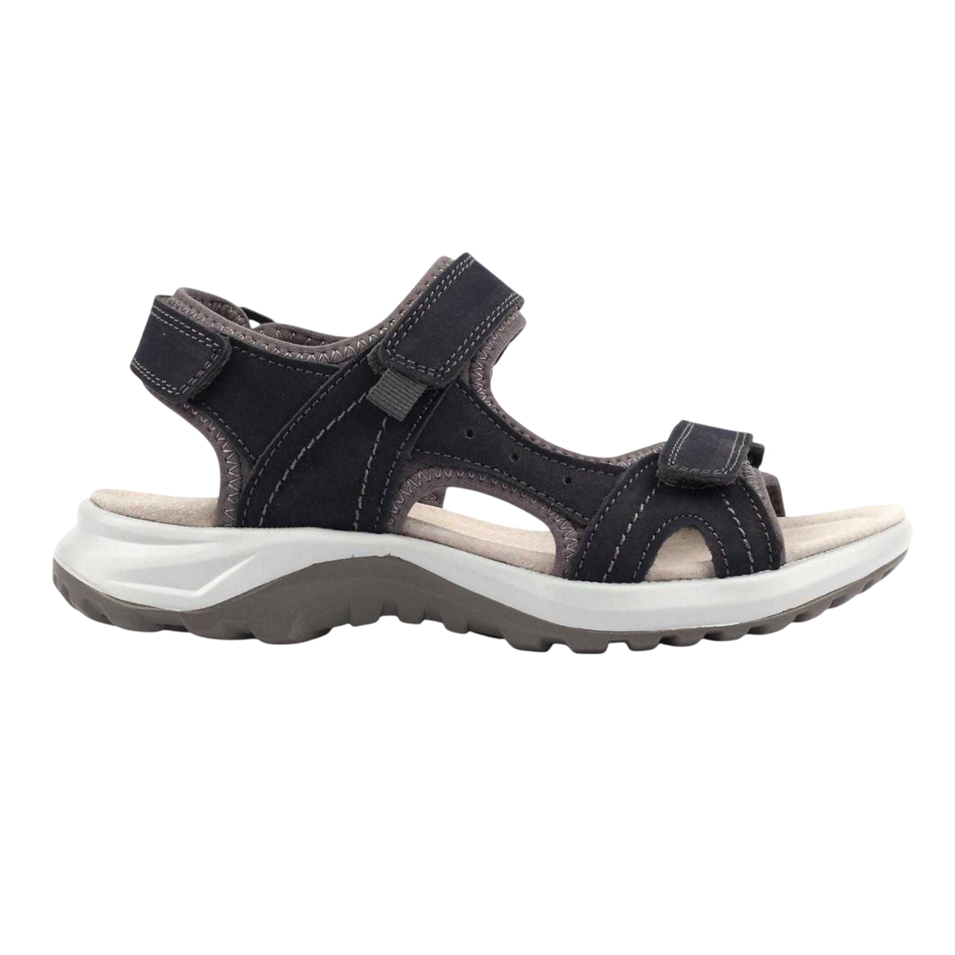 Navy - Side - Lazy Dogz Womens-Ladies LD Riviera Leather Sandals